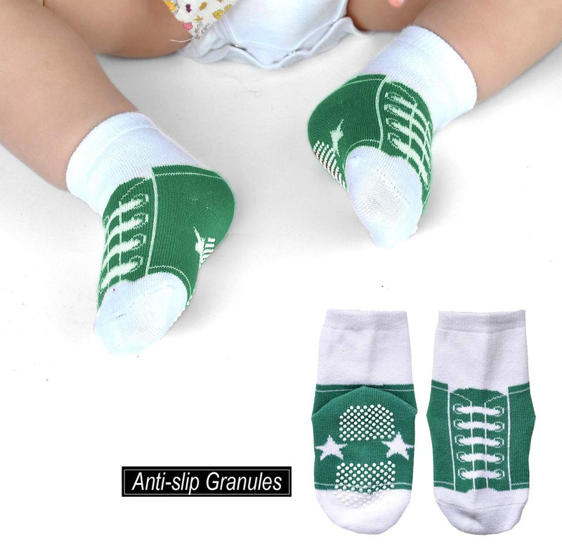 EPEIUS Unisex Baby Girls Boys Non-Slip Socks Like Shoes 12-36 Months (Set of 6),Black/White/Blue/Yellow/Brown/Green - Image 4